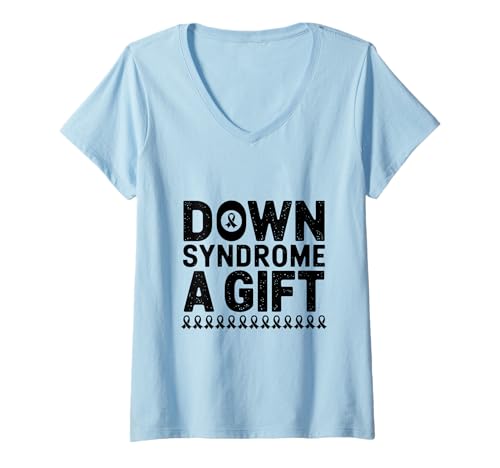 Damen Down-Syndrom Ein Geschenk zum Down-Syndrom Awareness Month Warrior T-Shirt mit V-Ausschnitt Damen Down-Syndrom Ein Geschenk zum Down-Syndrom Awareness Month Warrior T-Shirt mit V-Ausschnitt von Down Syndrome Awareness Support Trisomy 21 GIFT