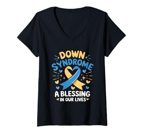 Damen Down-Syndrom Ein Segen in unserem Leben Down-Syndrom Monat T-Shirt mit V-Ausschnitt Damen Down-Syndrom Ein Segen in unserem Leben Down-Syndrom Monat T-Shirt mit V-Ausschnitt von Down Syndrome Awareness Support Trisomy 21 GIFT