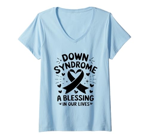 Damen Down-Syndrom Ein Segen in unserem Leben Down-Syndrom Monat T-Shirt mit V-Ausschnitt Damen Down-Syndrom Ein Segen in unserem Leben Down-Syndrom Monat T-Shirt mit V-Ausschnitt von Down Syndrome Awareness Support Trisomy 21 GIFT