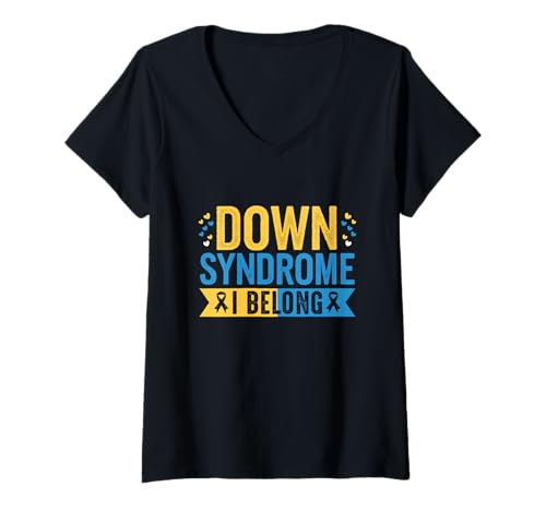 Damen Down-Syndrom Ich gehöre zum Down-Syndrom Awareness Month Warrior T-Shirt mit V-Ausschnitt Damen Down-Syndrom Ich gehöre zum Down-Syndrom Awareness Month Warrior T-Shirt mit V-Ausschnitt von Down Syndrome Awareness Support Trisomy 21 GIFT