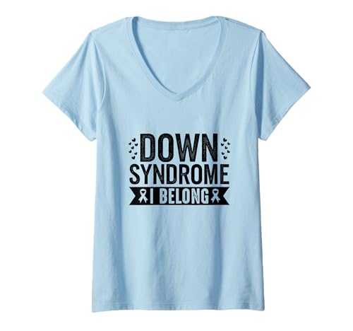 Damen Down-Syndrom Ich gehöre zum Down-Syndrom Awareness Month Warrior T-Shirt mit V-Ausschnitt Damen Down-Syndrom Ich gehöre zum Down-Syndrom Awareness Month Warrior T-Shirt mit V-Ausschnitt von Down Syndrome Awareness Support Trisomy 21 GIFT