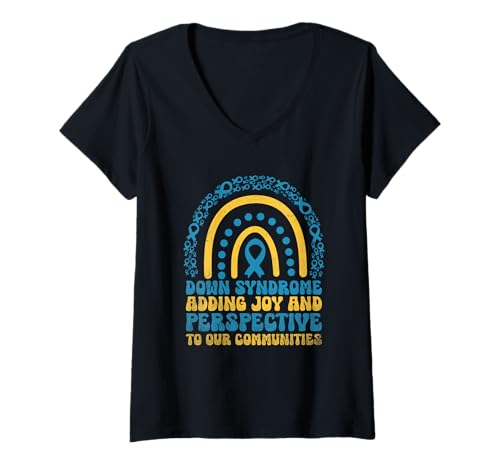 Damen Down-Syndrom bringt Freude und Perspektive in unsere Gemeinschaften T-Shirt mit V-Ausschnitt Damen Down-Syndrom bringt Freude und Perspektive in unsere Gemeinschaften T-Shirt mit V-Ausschnitt von Down Syndrome Awareness Support Trisomy 21 GIFT