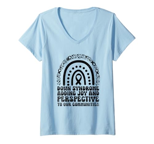 Damen Down-Syndrom bringt Freude und Perspektive in unsere Gemeinschaften T-Shirt mit V-Ausschnitt Damen Down-Syndrom bringt Freude und Perspektive in unsere Gemeinschaften T-Shirt mit V-Ausschnitt von Down Syndrome Awareness Support Trisomy 21 GIFT