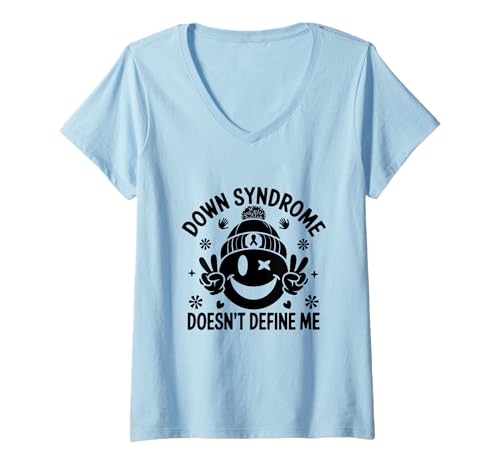 Damen Down-Syndrom definiert mich nicht Down-Syndrom Bewusstsein T-Shirt mit V-Ausschnitt Damen Down-Syndrom definiert mich nicht Down-Syndrom Bewusstsein T-Shirt mit V-Ausschnitt von Down Syndrome Awareness Support Trisomy 21 GIFT