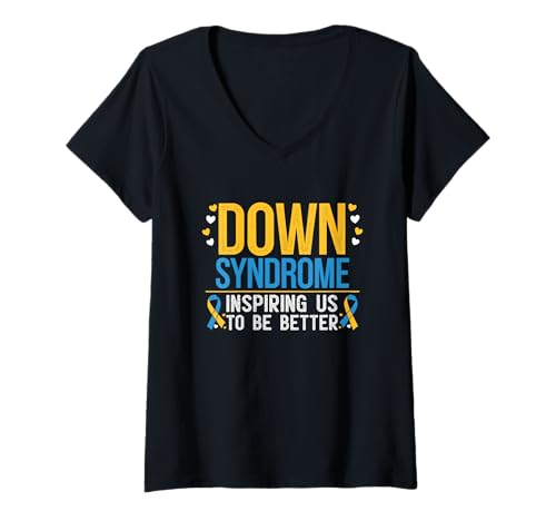 Damen Down-Syndrom inspiriert uns, besser zu sein Down-Syndrom Monat T-Shirt mit V-Ausschnitt Damen Down-Syndrom inspiriert uns, besser zu sein Down-Syndrom Monat T-Shirt mit V-Ausschnitt von Down Syndrome Awareness Support Trisomy 21 GIFT