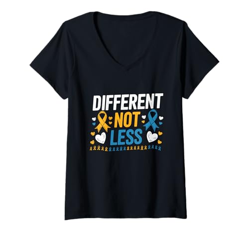 Damen Ein anderer, nicht weniger Down-Syndrom-Bewusstseinsmonat T-Shirt mit V-Ausschnitt Damen Ein anderer, nicht weniger Down-Syndrom-Bewusstseinsmonat T-Shirt mit V-Ausschnitt von Down Syndrome Awareness Support Trisomy 21 GIFT