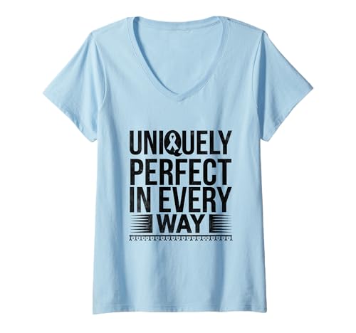 Damen Einzigartig perfekt in jeder Hinsicht Down-Syndrom-Bewusstseinsmonat T-Shirt mit V-Ausschnitt Damen Einzigartig perfekt in jeder Hinsicht Down-Syndrom-Bewusstseinsmonat T-Shirt mit V-Ausschnitt von Down Syndrome Awareness Support Trisomy 21 GIFT