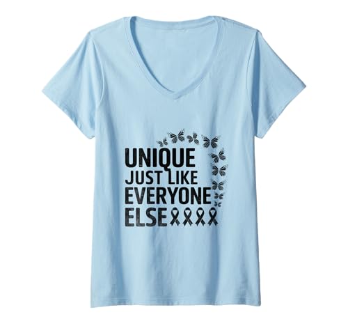 Damen Einzigartig wie jeder andere Monat des Down Syndrome Awareness Month T-Shirt mit V-Ausschnitt Damen Einzigartig wie jeder andere Monat des Down Syndrome Awareness Month T-Shirt mit V-Ausschnitt von Down Syndrome Awareness Support Trisomy 21 GIFT