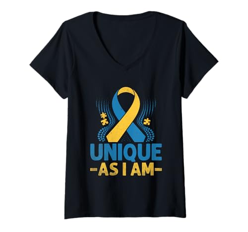 Damen Einzigartig: As I Am Down-Syndrom Awareness Month Support Warrior T-Shirt mit V-Ausschnitt Damen Einzigartig: As I Am Down-Syndrom Awareness Month Support Warrior T-Shirt mit V-Ausschnitt von Down Syndrome Awareness Support Trisomy 21 GIFT