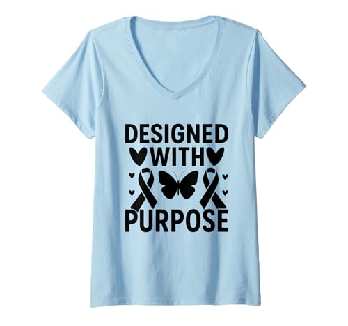 Damen Entworfen mit Purpose Down Syndrome Awareness Month Warrior T-Shirt mit V-Ausschnitt Damen Entworfen mit Purpose Down Syndrome Awareness Month Warrior T-Shirt mit V-Ausschnitt von Down Syndrome Awareness Support Trisomy 21 GIFT