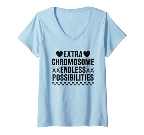 Damen Extra Chromosom Endless Possibilities Down Syndrome Month T-Shirt mit V-Ausschnitt Damen Extra Chromosom Endless Possibilities Down Syndrome Month T-Shirt mit V-Ausschnitt von Down Syndrome Awareness Support Trisomy 21 GIFT