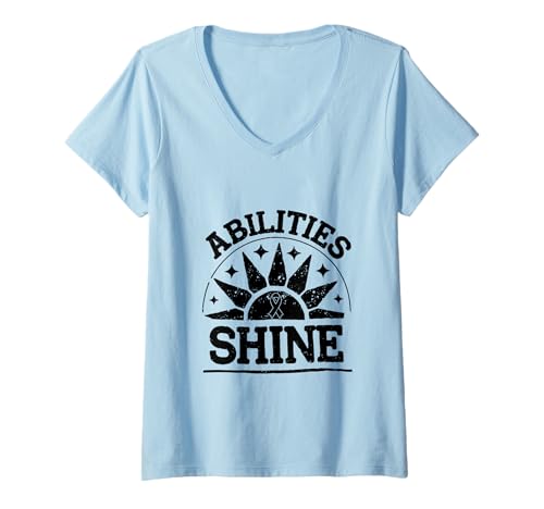 Damen Fähigkeiten Shine Down-Syndrom Awareness Month Warrior T-Shirt mit V-Ausschnitt Damen Fähigkeiten Shine Down-Syndrom Awareness Month Warrior T-Shirt mit V-Ausschnitt von Down Syndrome Awareness Support Trisomy 21 GIFT