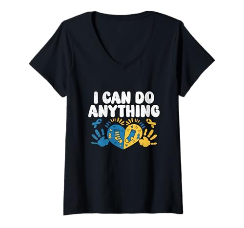 Damen Ich kann alles machen Down-Syndrom Awareness Month Warrior T-Shirt mit V-Ausschnitt Damen Ich kann alles machen Down-Syndrom Awareness Month Warrior T-Shirt mit V-Ausschnitt von Down Syndrome Awareness Support Trisomy 21 GIFT