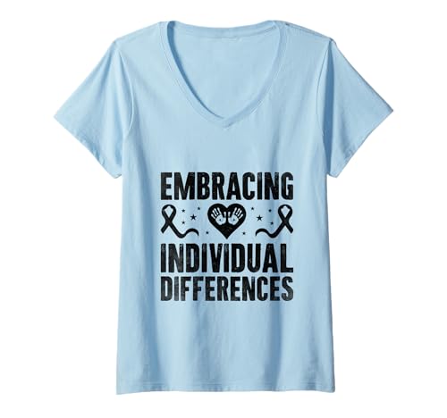 Damen Individuelle Unterschiede berücksichtigen — Bewusstsein für das Down-Syndrom T-Shirt mit V-Ausschnitt Damen Individuelle Unterschiede berücksichtigen — Bewusstsein für das Down-Syndrom T-Shirt mit V-Ausschnitt von Down Syndrome Awareness Support Trisomy 21 GIFT