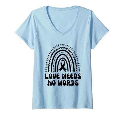 Damen Liebe braucht keine Worte: Unterstützung im Down-Syndrom-Bewusstseinsmonat T-Shirt mit V-Ausschnitt Damen Liebe braucht keine Worte: Unterstützung im Down-Syndrom-Bewusstseinsmonat T-Shirt mit V-Ausschnitt von Down Syndrome Awareness Support Trisomy 21 GIFT