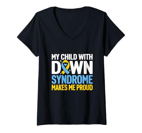 Damen Mein Kind mit Down-Syndrom macht mich stolz Down-Syndrom T-Shirt mit V-Ausschnitt Damen Mein Kind mit Down-Syndrom macht mich stolz Down-Syndrom T-Shirt mit V-Ausschnitt von Down Syndrome Awareness Support Trisomy 21 GIFT