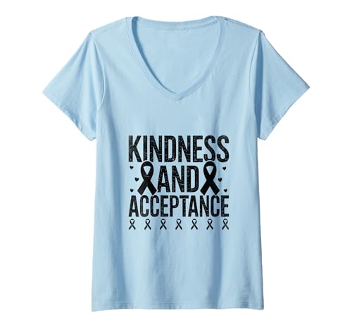 Damen Monat der Sensibilisierung für das Down-Syndrom auf Freundlichkeit und Akzeptanz T-Shirt mit V-Ausschnitt Damen Monat der Sensibilisierung für das Down-Syndrom auf Freundlichkeit und Akzeptanz T-Shirt mit V-Ausschnitt von Down Syndrome Awareness Support Trisomy 21 GIFT