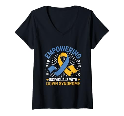 Damen Monat zur Stärkung der Sensibilisierung von Menschen mit Down-Syndrom T-Shirt mit V-Ausschnitt Damen Monat zur Stärkung der Sensibilisierung von Menschen mit Down-Syndrom T-Shirt mit V-Ausschnitt von Down Syndrome Awareness Support Trisomy 21 GIFT