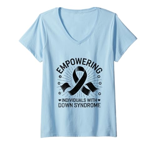 Damen Monat zur Stärkung der Sensibilisierung von Menschen mit Down-Syndrom T-Shirt mit V-Ausschnitt Damen Monat zur Stärkung der Sensibilisierung von Menschen mit Down-Syndrom T-Shirt mit V-Ausschnitt von Down Syndrome Awareness Support Trisomy 21 GIFT