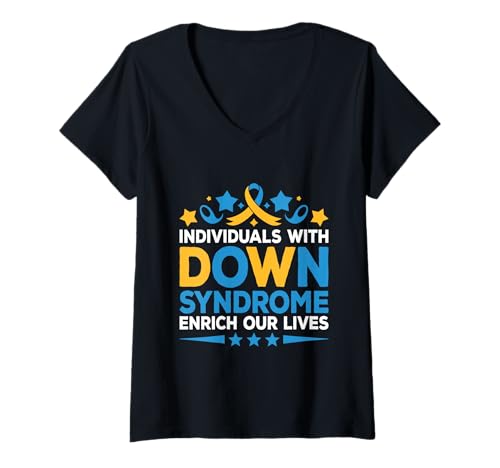 Damen Personen mit Down-Syndrom bereichern unser Lebensbewusstsein T-Shirt mit V-Ausschnitt Damen Personen mit Down-Syndrom bereichern unser Lebensbewusstsein T-Shirt mit V-Ausschnitt von Down Syndrome Awareness Support Trisomy 21 GIFT