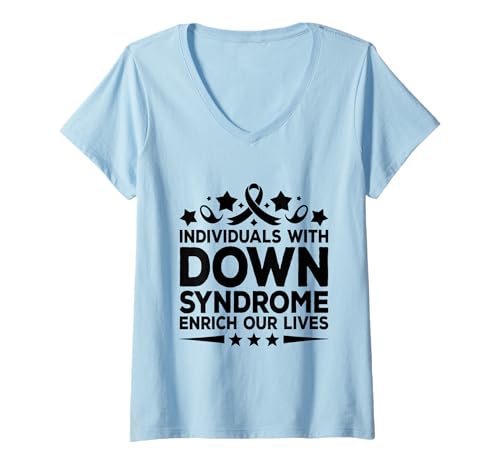 Damen Personen mit Down-Syndrom bereichern unser Lebensbewusstsein T-Shirt mit V-Ausschnitt Damen Personen mit Down-Syndrom bereichern unser Lebensbewusstsein T-Shirt mit V-Ausschnitt von Down Syndrome Awareness Support Trisomy 21 GIFT