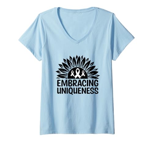 Damen Umarming Uniqueness Down-Syndrom Awareness Month Warrior T-Shirt mit V-Ausschnitt Damen Umarming Uniqueness Down-Syndrom Awareness Month Warrior T-Shirt mit V-Ausschnitt von Down Syndrome Awareness Support Trisomy 21 GIFT