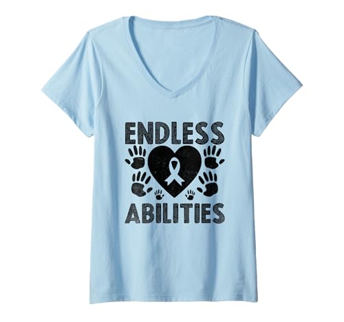 Damen Unendliche Fähigkeiten, Down-Syndrom Awareness Month Warrior T-Shirt mit V-Ausschnitt Damen Unendliche Fähigkeiten, Down-Syndrom Awareness Month Warrior T-Shirt mit V-Ausschnitt von Down Syndrome Awareness Support Trisomy 21 GIFT