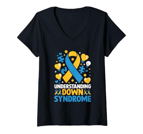 Damen Unterstützung Warrior im Rahmen des Down-Syndroms Awareness Mon T-Shirt mit V-Ausschnitt Damen Unterstützung Warrior im Rahmen des Down-Syndroms Awareness Mon T-Shirt mit V-Ausschnitt von Down Syndrome Awareness Support Trisomy 21 GIFT