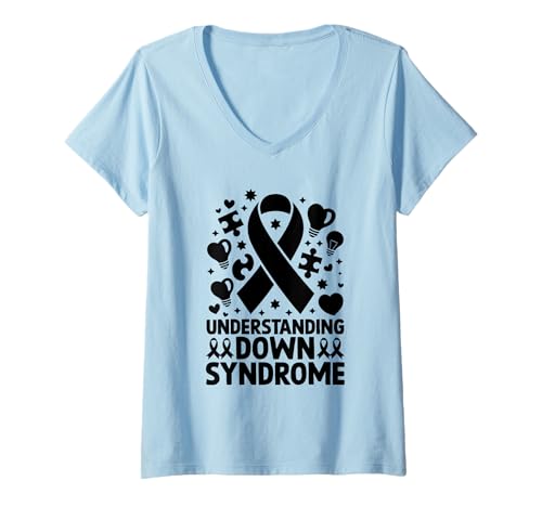 Damen Unterstützung Warrior im Rahmen des Down-Syndroms Awareness Mon T-Shirt mit V-Ausschnitt Damen Unterstützung Warrior im Rahmen des Down-Syndroms Awareness Mon T-Shirt mit V-Ausschnitt von Down Syndrome Awareness Support Trisomy 21 GIFT