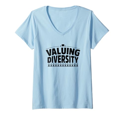 Damen Value Diversity Down Syndrome Awareness Month Warrior T-Shirt mit V-Ausschnitt Damen Value Diversity Down Syndrome Awareness Month Warrior T-Shirt mit V-Ausschnitt von Down Syndrome Awareness Support Trisomy 21 GIFT