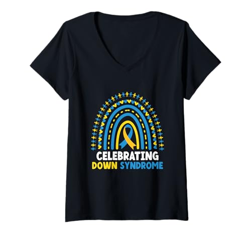 Damen Wir feiern den Down-Syndrom Support Warrior Awareness Month T-Shirt mit V-Ausschnitt Damen Wir feiern den Down-Syndrom Support Warrior Awareness Month T-Shirt mit V-Ausschnitt von Down Syndrome Awareness Support Trisomy 21 GIFT