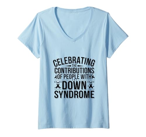 Damen Wir feiern die Beiträge von Menschen mit Down-Syndrom T-Shirt mit V-Ausschnitt Damen Wir feiern die Beiträge von Menschen mit Down-Syndrom T-Shirt mit V-Ausschnitt von Down Syndrome Awareness Support Trisomy 21 GIFT