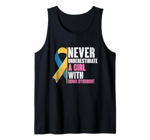 Unterschätzen Sie niemals ein Mädchen mit Down-Syndrom Bewusstsein Tank Top von Down Syndrome Awareness Support Trisomy 21 GIFT