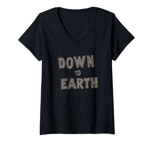 Damen Bleiben Sie echt mit diesem Down to Earth Logo Kostüm T-Shirt mit V-Ausschnitt von Down to Earth