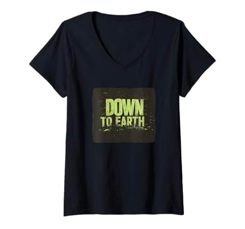 Damen Zeigen Sie Ihre Wurzeln mit diesem coolen Down to Earth Emblem T-Shirt mit V-Ausschnitt von Down to Earth