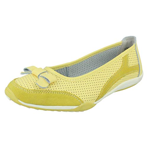 Down To Earth Damen-Ballerinas aus Leder, zitronengelb, 38 EU von Down to Earth