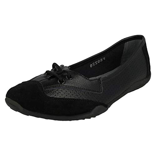 Down To Earth Flache Komfort-Ballerinas für Damen., Schwarz - Schwarz - Größe: 40 EU von Down to Earth