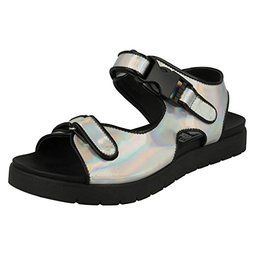 Down To Earth Lässige Damen-Sandalen, Perlglanz-Hologramm, Silber, 37 EU von Down to Earth