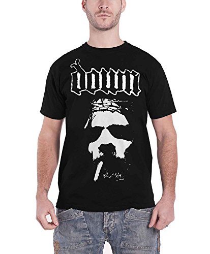 Down T Shirt Smoking Jesus Face Band Logo offiziell Herren Schwarz S von Down