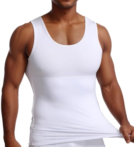 DownLTL Body Shaper Herren Kompressions Shirt Tight Elastische Tank Top Schlank Bauchweg Unterhemd mit Bauchweg Effekt Shapewear von DownLTL