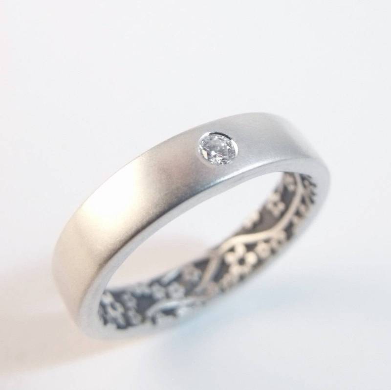 Diamant-Verlobungsring Sterling Silber Ehering Hochzeitsband Diamantring Moissanit Ring Gegensätze Ziehen An von DownToTheWireDesigns