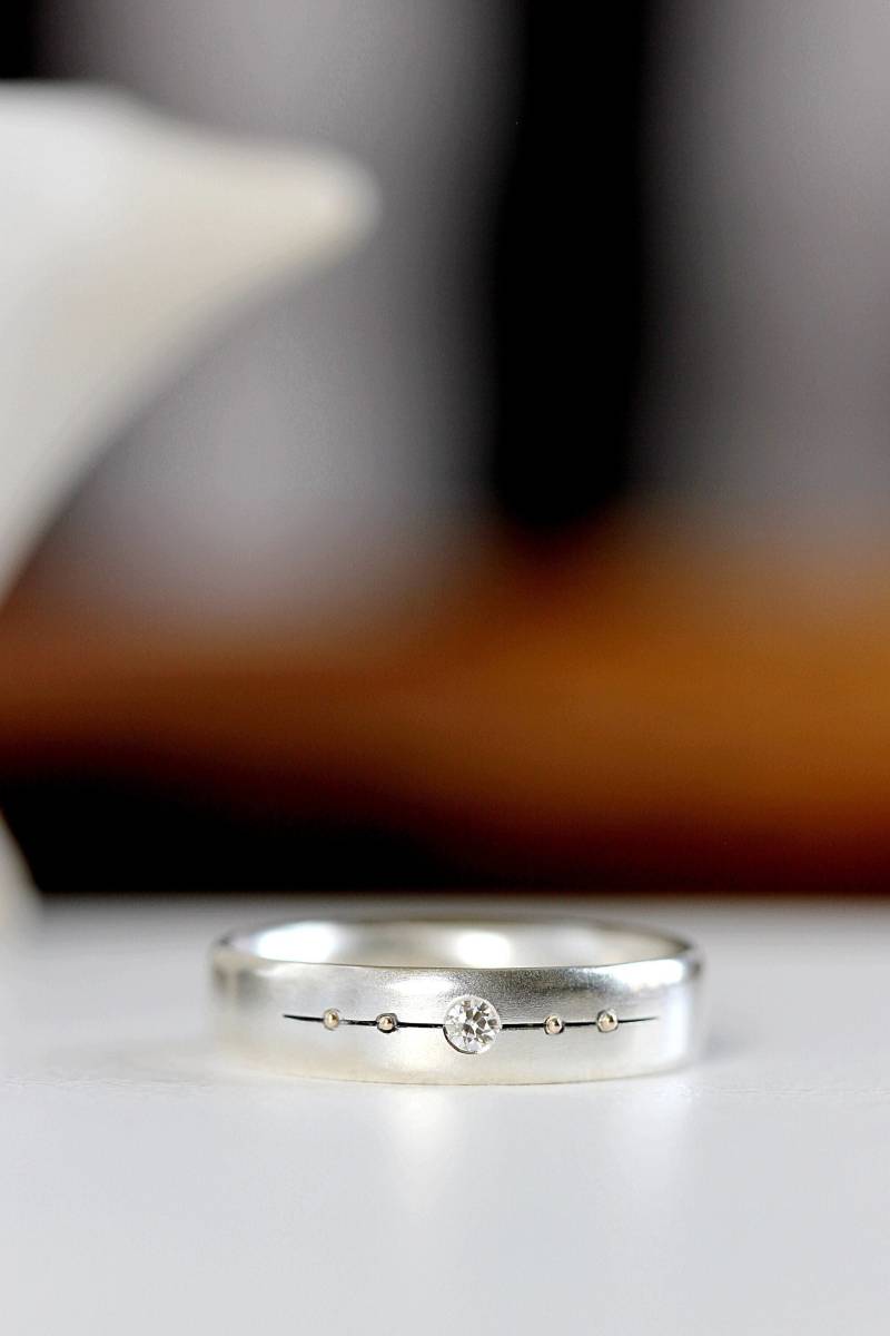 Silber Ehering Verlobungsring Damen Diamant Ring Moissanit Gewölbter Herrenring Lgbtq Proposal von DownToTheWireDesigns