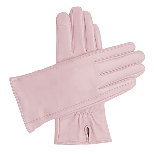 Downholme Touchscreen-Lederhandschuhe mit Innenfutter aus Kaschmir für Damen (Rosa, S) von Downholme