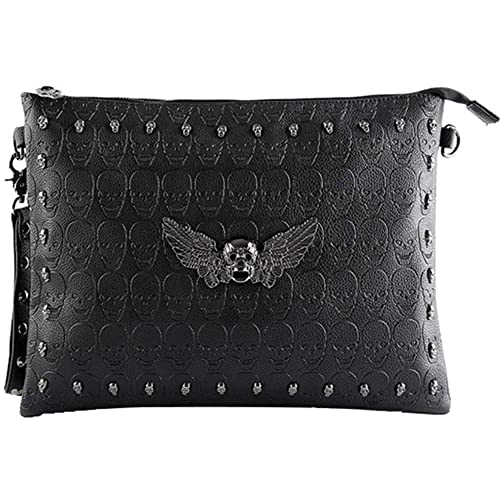 Downupdown Damen Clutch, Punk, Spitze, Totenkopf, Nieten, kleine Schultertasche für Damen Downupdown Damen Clutch, Punk, Spitze, Totenkopf, Nieten, kleine Schultertasche für Damen von Downupdown