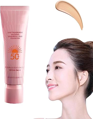 3 in 1 Whitening Sunscreen Foundation, BB Cream Cushion Waterproof Oil Control, Whitening Sunscreen Liquid Foundation, Waterproof Foundation Makeup Full Coverage, For All Skin Types (1pcs) von Doxenem