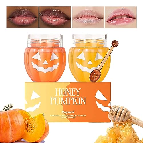 Halloween Pumpkin Honey Lip Mask Set, Honey Bee Balm Lip Mask, Moisturizing Lip Plumper Care Day Night Repair, Lip Repair Mask Lip, Halloween Pumpkin Lip Mask for All Skin Types (1set) von Doxenem