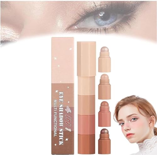 Stacked 4 Colour Eyeshadow Stick, 4-in-1 Multifunctional Waterproof Makeup Pencil, Smooth Cream Nude Eye Shadow Stick, Long Lasting Waterproof Eye Shadow Make Up (B) von Doxenem