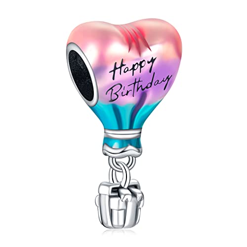 Doyafer 925 Sterling Silber Anhänger Charms Geburtstag Herzförmig Heißluftballon für Frauen Armbänder Halskette Geschenk von Doyafer