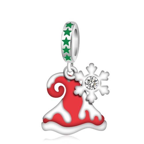 Doyafer 925 Sterling Silber Anhänger Weihnachtshut Schneeflocke Zwei in einem Anhänger für Frauen Charms Geburtstagsgeschenke für Familienfreunde von Doyafer