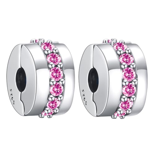 Doyafer 925 Sterling Silber Charms Clips Set Pink 5a Zirkon Armband Perlen Clip 2 pro Packung Doyafer 925 Sterling Silber Charms Clips Set Pink 5a Zirkon Armband Perlen Clip 2 pro Packung von Doyafer